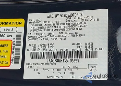 2025 Ford Mustang from USA, damaged, VIN 1FAGP8UH1S5105991